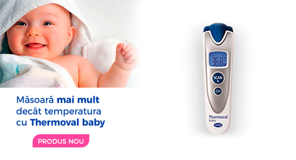 THERMOVAL BABY PENTRU BEBELUSI - TERMOMETRU CU INFRAROSU NON-CONTACT PENTRU MASURAREA TEMPERATURII PE FRUNTE / LICHIDE / MEDIU AMBIANT
