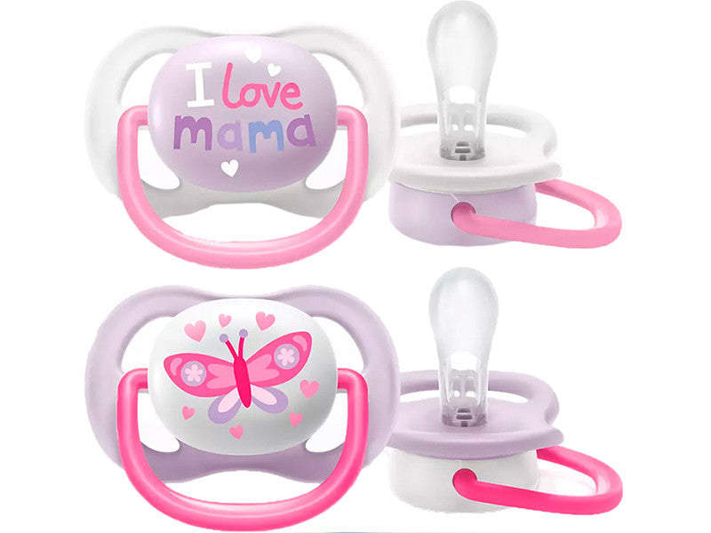 Philips Avent Ultra Air Happy Suzete din silicon Girl 0-6m 2 buc SCF080/02