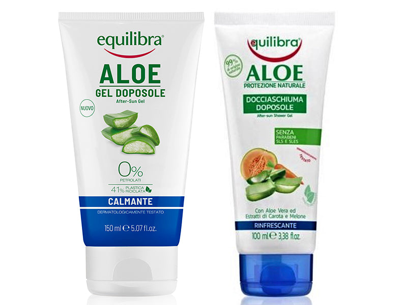 Equilibra Aloe Gel calmant dupa plaja 150ml + Gel dus revigorant dupa expunere la soare 100ml cadou