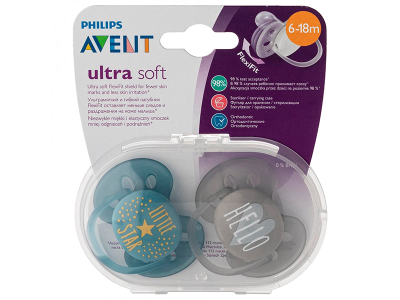 Philips Avent Ultra Soft Suzete din silicon Boy 6-18m 2 buc SCF223/01
