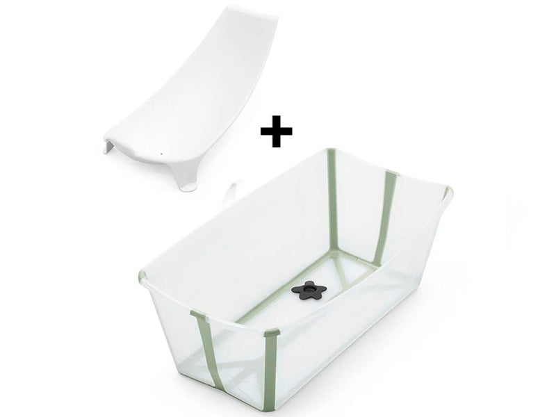 Stokke Flexi Bath Set Cadita pliabila si suport nou nascuti Transparent Green