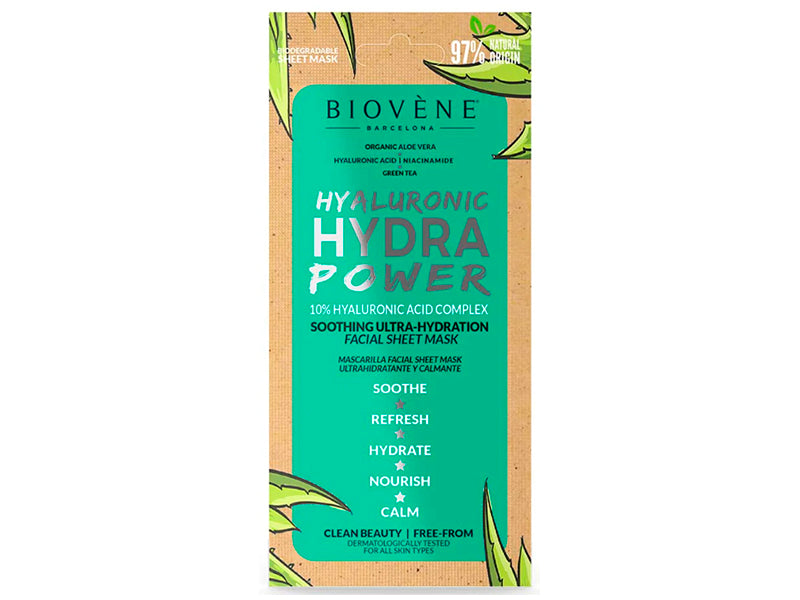 Biovene Hyaluronic Masca pu fata textila ultra-hidratare Aloe vera 20ml