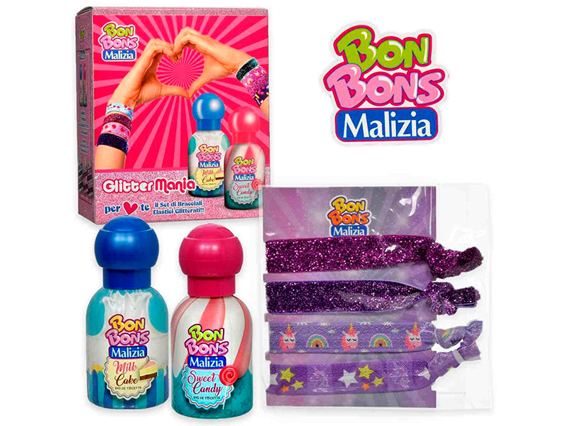 Malizia Set Bon Bons (Apa de toaleta Milk Cake 50ml + Sweet Candy 50ml + 4 bratari-elastice)