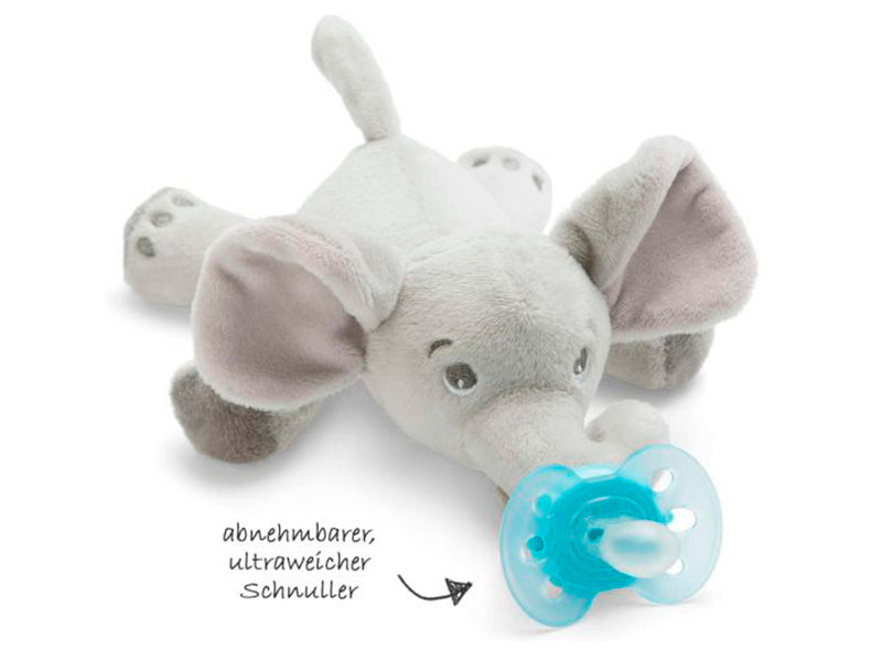 Philips Avent Ultra Soft Suzete din silicon 0-6m 1 buc + Jucarie de plus Elefant SCF348/13