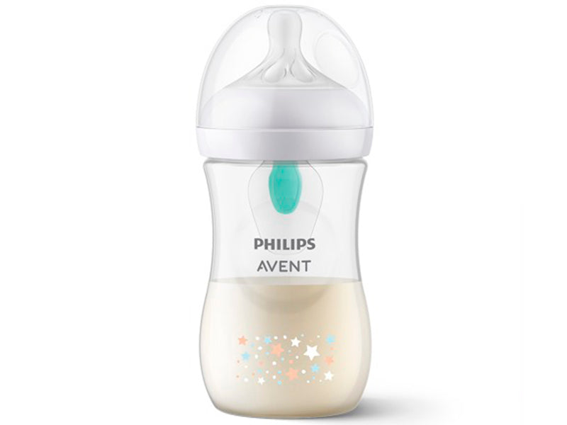 Philips Avent Natural Response Air-Free Biberon din plastic cu dispozitiv anti-colici Deco Stelute +1 luni cu debit 3, 260 ml SCY673/82