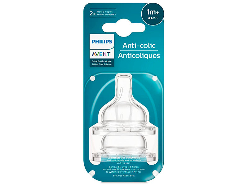 Philips Avent Natural Response Anti-Colic Tetina din silicon +0luni 2 buc T1 SCY761/02