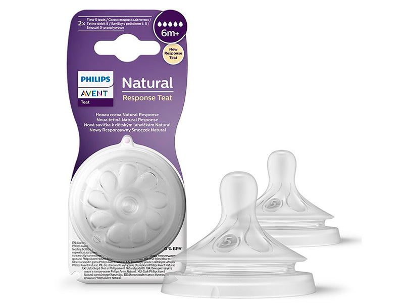 Philips Avent Natural Response Tetina din silicon +6 luni 2 buc T5 SCY965/02
