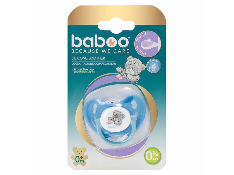 Baboo blue ортодонтическая силиконовая соска 0M+ 5-421