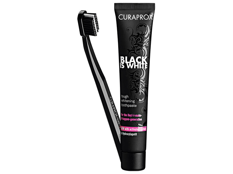CURAPROX Set Black is White Pasta + Perie de din?i