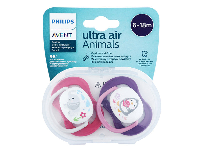 Philips Avent Ultra Air Suzete din silicon Girl 6-18m 2 buc SCF080/08