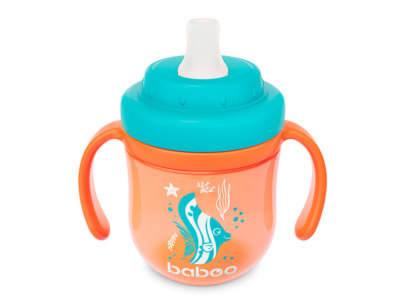 Baboo cana cu nasuc din silicon 200ml orange Sea Life 6M+ 8-130