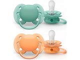 Соски Philips Avent Ultra Soft из силикона (0-6 месяцев, 2 шт, розово-фиолетовые, SCF091/03)