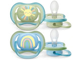 Philips Avent Ultra Soft Suzete din silicon 0-6m 2 buc verde albastru SCF085/58 New