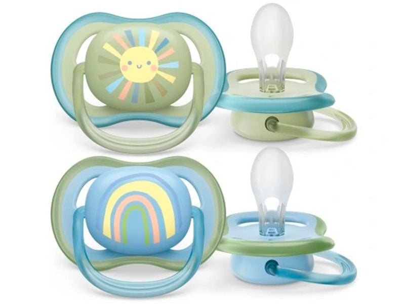 Philips Avent Ultra Soft Suzete din silicon 0-6m 2 buc verde albastru SCF085/58 New