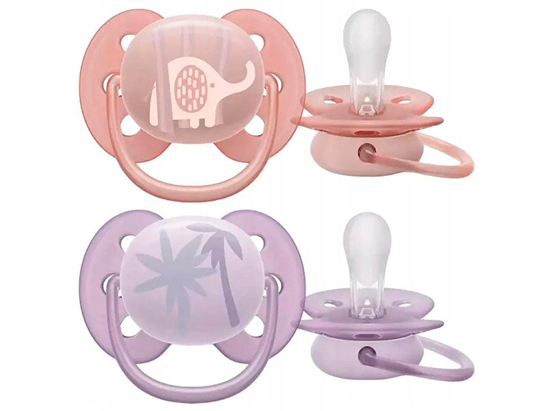 Philips Avent Ultra Soft Suzete din silicon Girl 0-6m 2 buc SCF091/09 New
