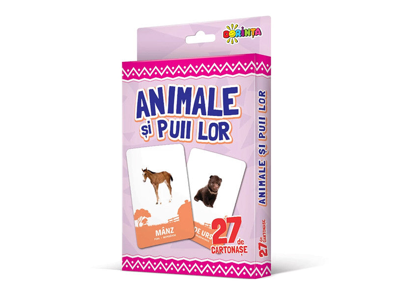 Carte 27 cartonase. animale si puii lor c/b
