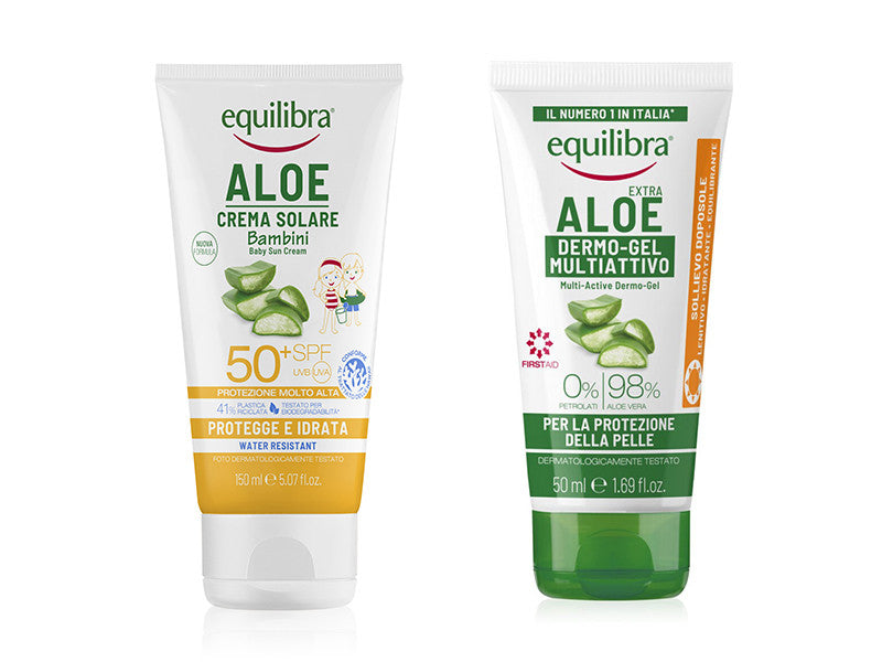 Equilibra Aloe Crema protectie solara pentru copii SPF50+ 150ml + Cadou Aloe Vera Gel calmant 98% 50ml