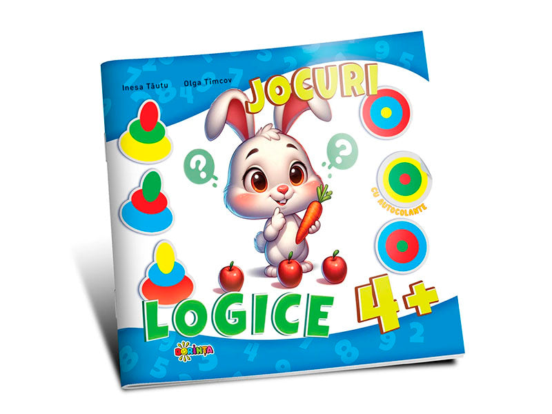 Carte jocuri logice 4+ cu autocolante