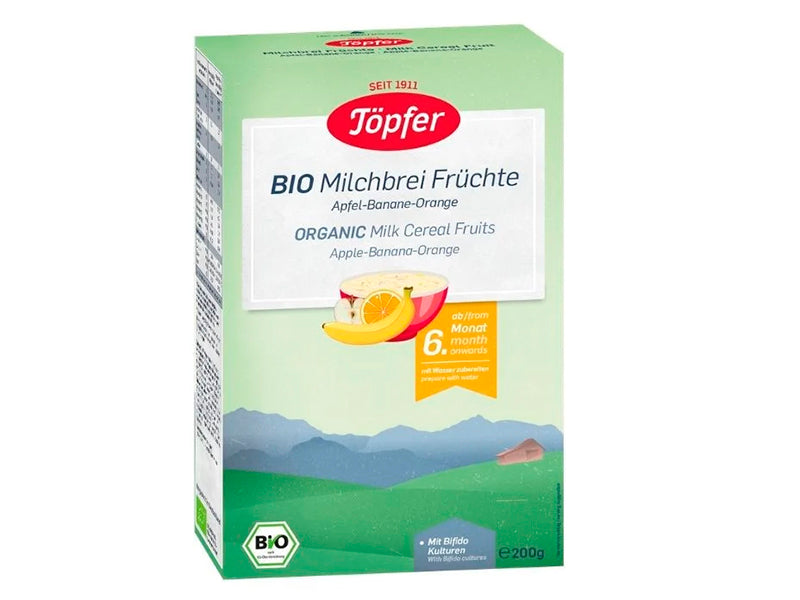 Topfer Terci Cereale BIO gris lapte+fructe 6luni 200g
