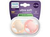 Philips Avent Ultra Soft Соска-пустышка 0–6 месяцев 2 шт. розовый/оранжевый