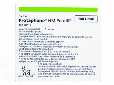 Protaphane HM Penfil 100UI/ml susp.inj. in cartus 3ml