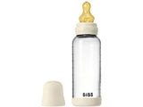 BIBS Biberon din sticla anticolici Ivory cu tetina din latex 3+ luni, 240 ml