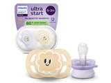 Philips Avent Ultra Start Suzete din silicon 0-2m 2 buc bej-liliac (SCF075/13) pe Baza de Plante-80%