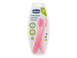Chicco lingurita cu virful din silicon Roz 6M+ 2buc