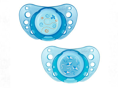 Chicco Suzeta Physio Air silicon Albastra 6-12M+2buc