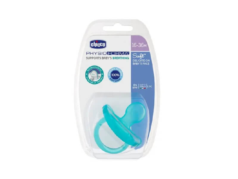 Силиконовая соска Chicco Total Blue12M+1шт.