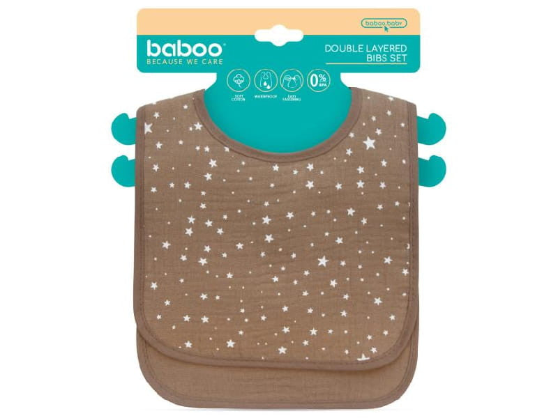 Baboo baveta din muselina cu strat dublu naturale 0+M 2buc 11-027