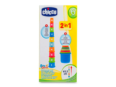 Chicco Jucarie de sortare si stivuire 2 in 1 Piramida de canute 6M