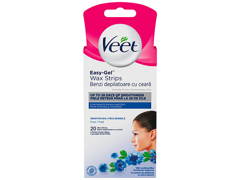 Veet Benzi ceara rece pentru fata piele sensibila Easy-Gel, 20 benzi