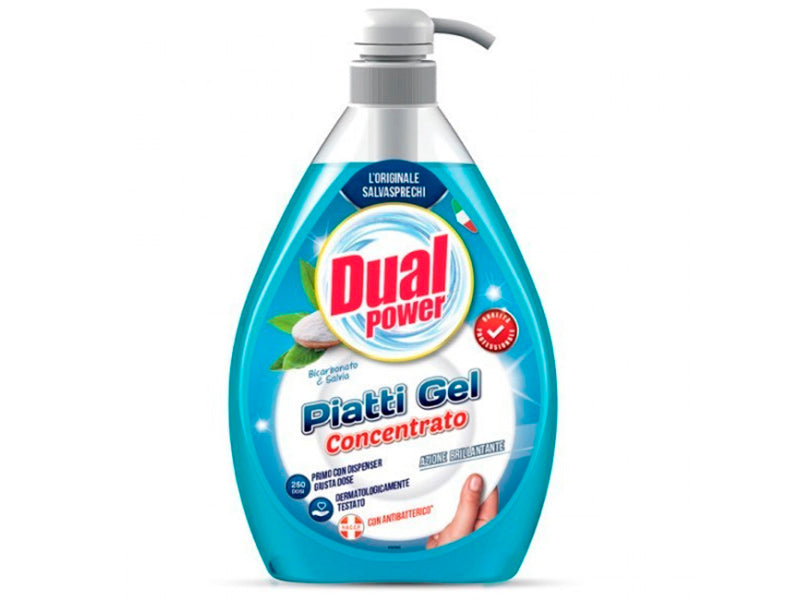 Dual Power Gel p/u spalat vase cu dozator Bicarbonate Mint 1L