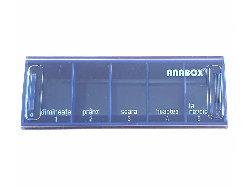 Organizator de medicamente zilnic in husa din piele negru mat Anabox N7 buc (7 Organizatoare zilnice)