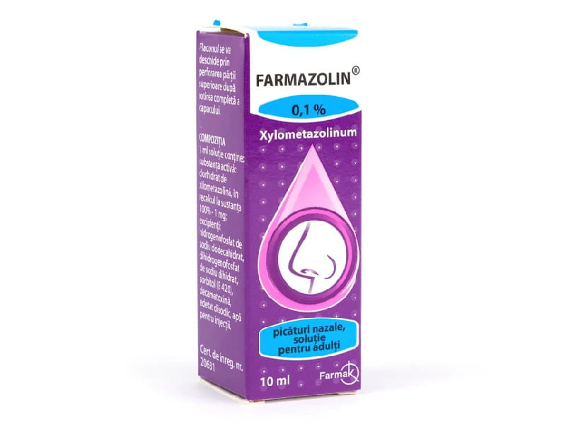 Farmazolin 1 mg/ml / 10 ml picături nazale, soluţie