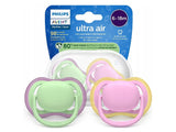 Philips Avent Ultra Air Suzete din silicon 6-18m 2 buc roz-verde (SCF087/12) pe Baza de Plante-80%
