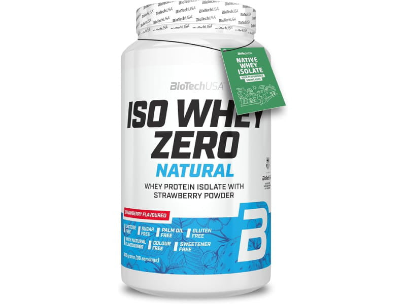 Biotech Pudra proteica Iso Whey Zero fara lactoza 908g capsuna