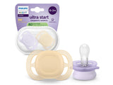 Philips Avent Ultra Start Suzete din silicon 0-2m 2 buc mov-portocaliu (SCF075/11) pe Baza de Plante-80%
