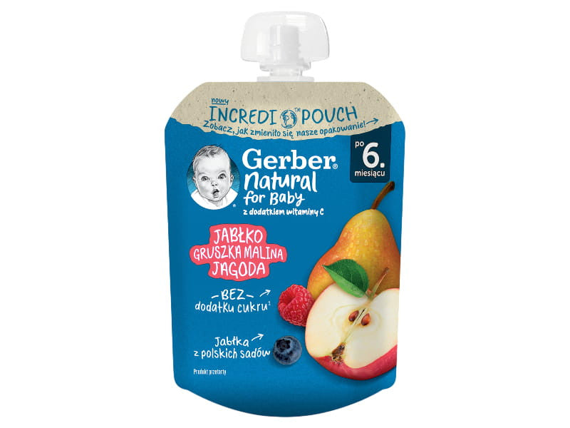 Gerber Пюре Яблоко-груша-малина-черника (6 м+), 80 г