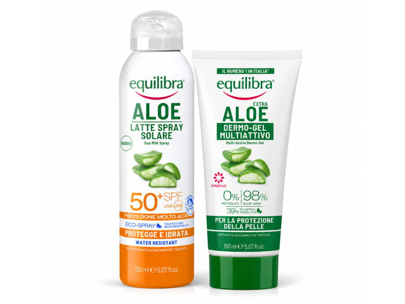 Equilibra Aloe PROSUN-UV Laptisor spray protectie solara copii SPF 50+ 150ml + Cadou Aloe Vera Gel calmant 98% 50ml