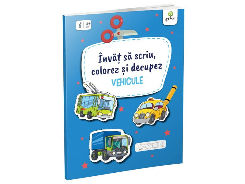Carte Invat sa scriu, colorez si decupez. Vehicule