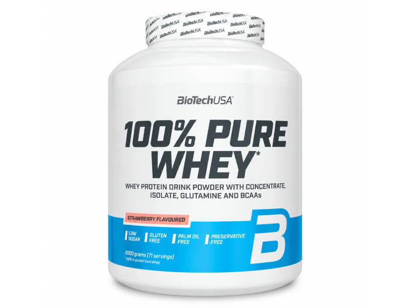 Biotech Pudra proteica 100% Pure Whey 2270g capsuna