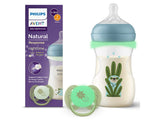 Philips Avent Set Natural Response Nighttime Biberon 260ml albastru-verde + Suzeta ultra soft (SCD838/17) (Philips)