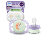 Philips Avent Ultra Nighttine Start Пустышки из силикона 0–2 мес., 2 шт. (SCF075/17), 80% растительных материалов