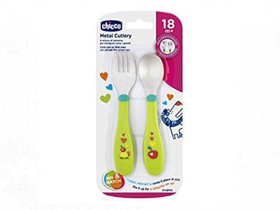 Chicco set lingurita+furculita din inox 18M+ Neutru (5280167395468)