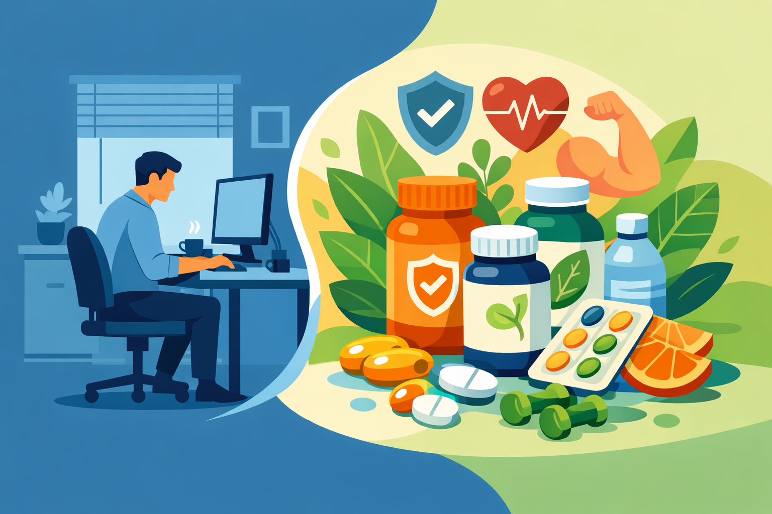 Stai 8-10 ore pe scaun? Suplimentele care îți protejează sănătatea la joburile sedentare