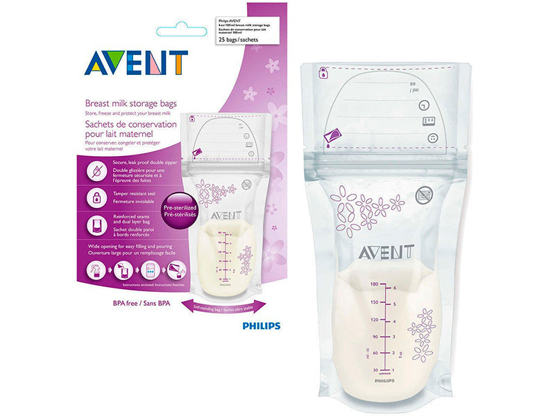 Philips Avent Pungi de pastrarea laptelui matern 180ml 25buc  SCF603/25