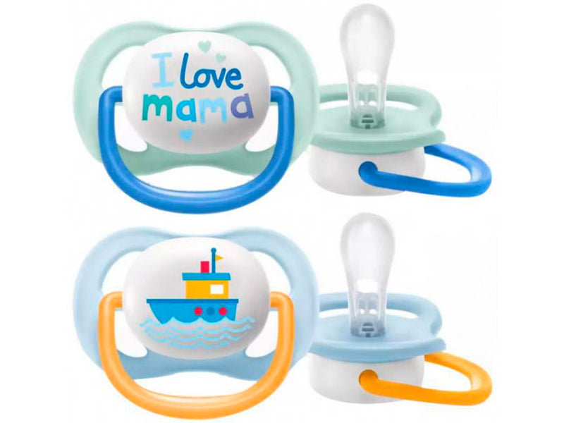 Philips Avent Ultra Air Happy Suzete din silicon Boy 0-6m 2 buc  SCF080/01