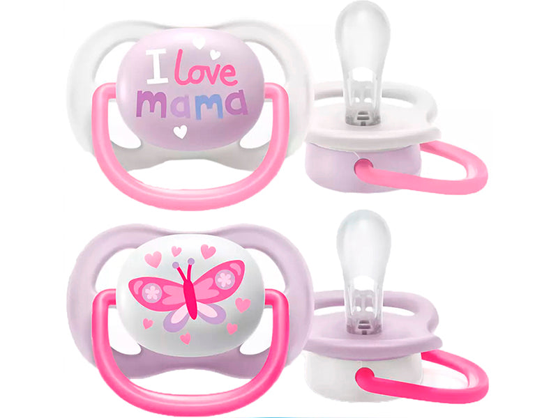 Philips Avent Ultra Air Happy Suzete din silicon Girl 0-6m 2 buc  SCF080/02